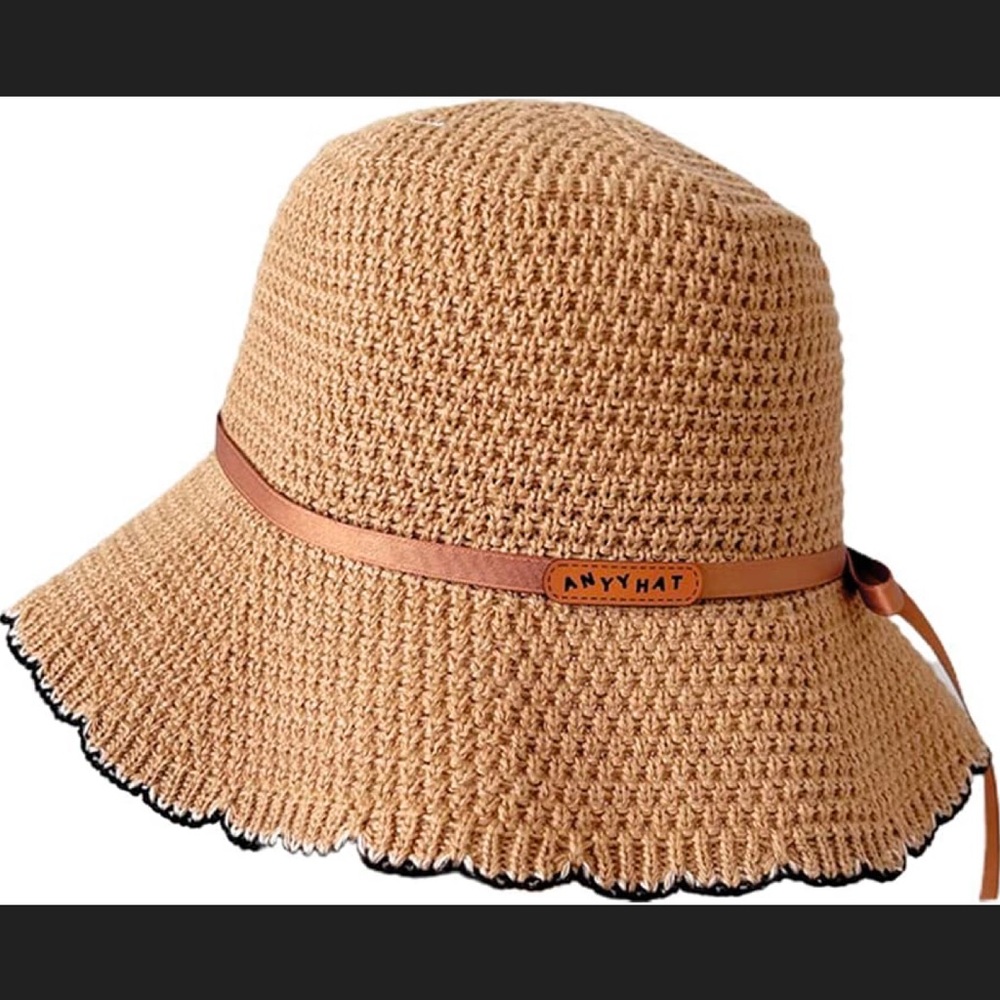 NEW•Panama de Dona Stylish Bucket Bow Anny Hats, (2) Black and Tan Package Deal.